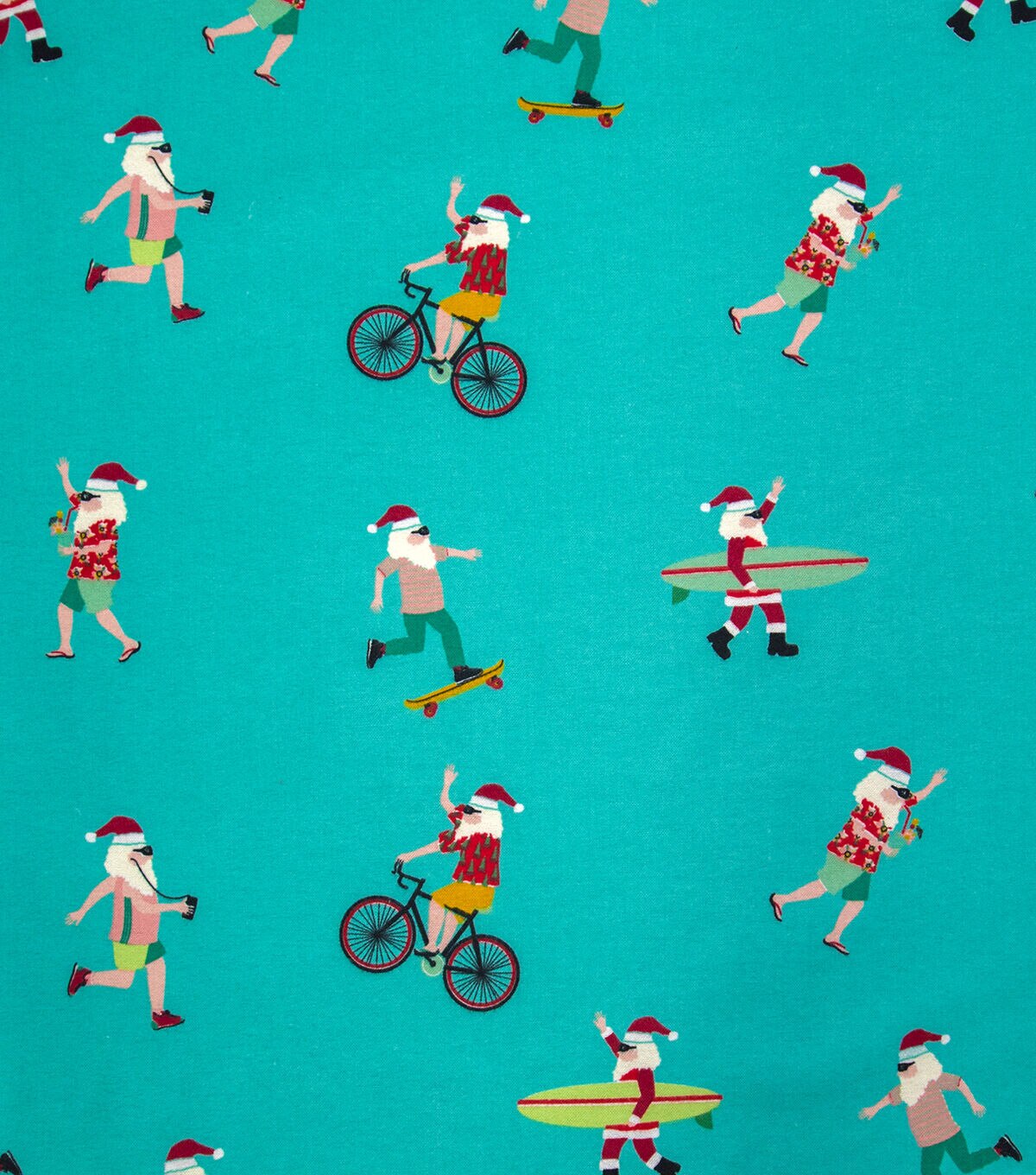 Cool Santa's on Blue Super Snuggle Christmas Flannel Fabric