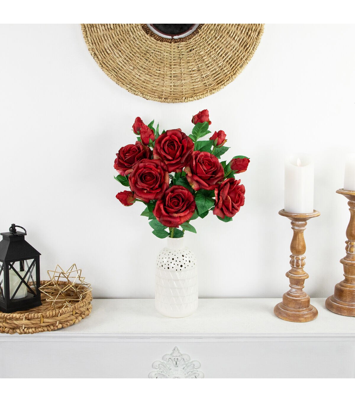 Northlight 26 Real Touch Red Rose Stems 6ct