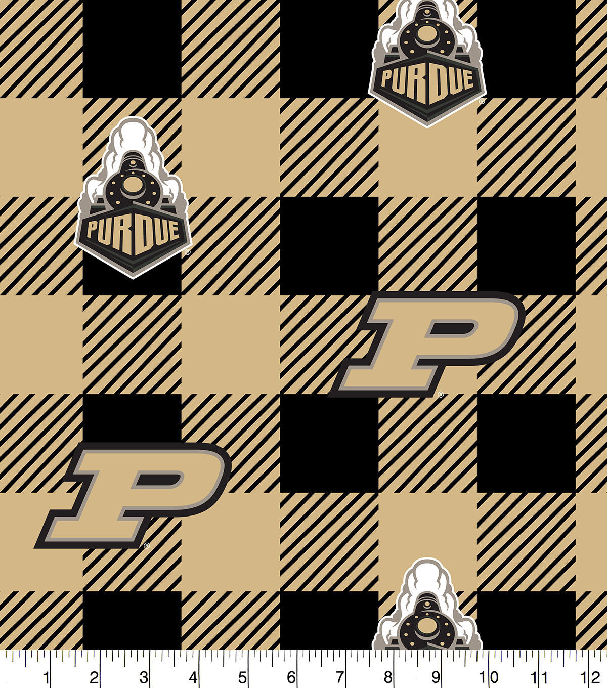 Purdue Boilermakers Fleece Fabric Buffalo Check