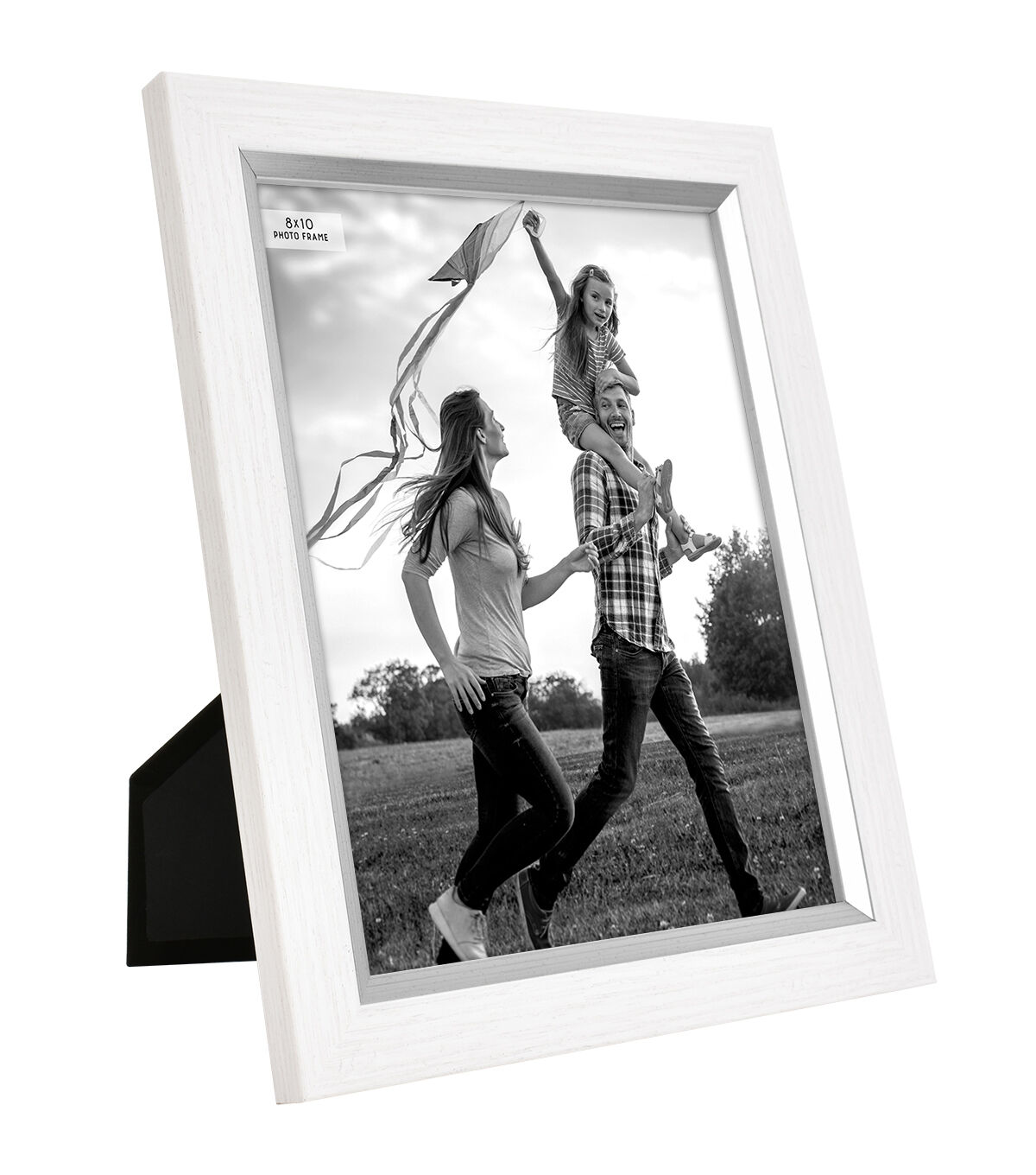 MCS 8 x 10 White & Silver Plastic Tabletop Picture Frame