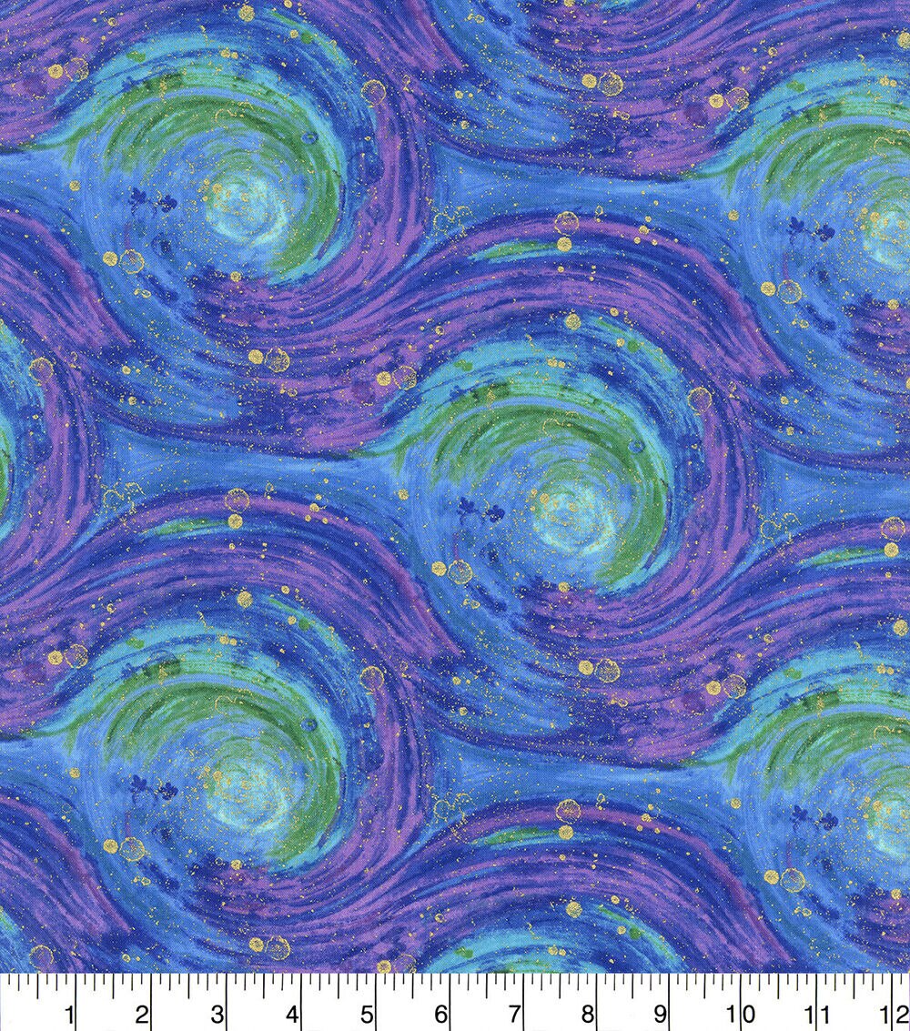 Hi Fashion Blue & Purple Blender Premium Metallic Cotton Fabric