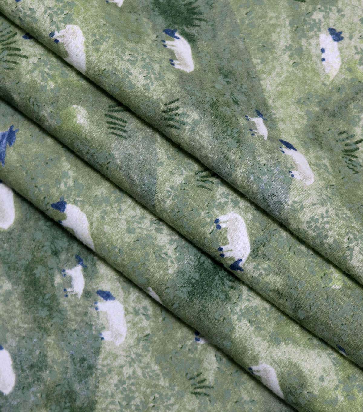 Sheep on Green Super Snuggle Flannel Fabric