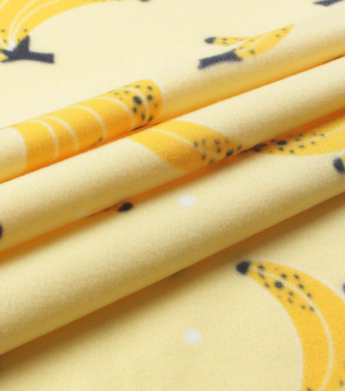 Bananas on Yellow Blizzard Fleece Fabric