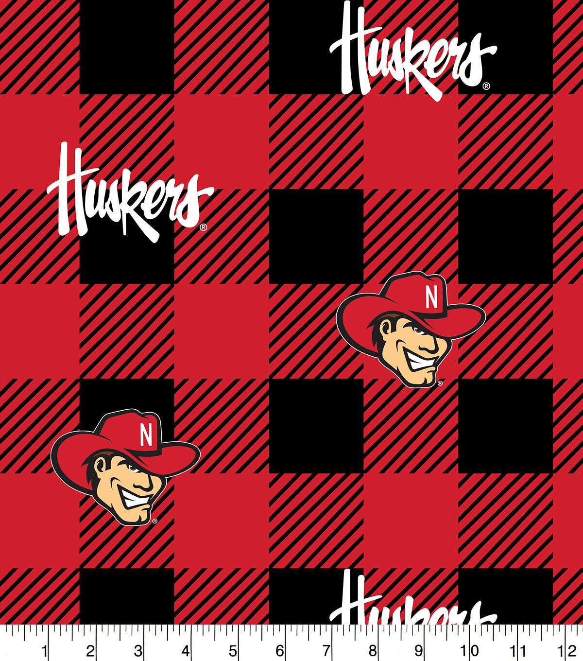 Nebraska Cornhuskers Fleece Fabric Buffalo Check