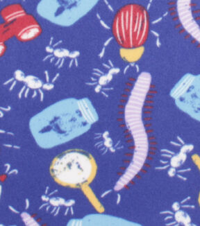 Multi Insect Toss Blizzard Fleece Fabric
