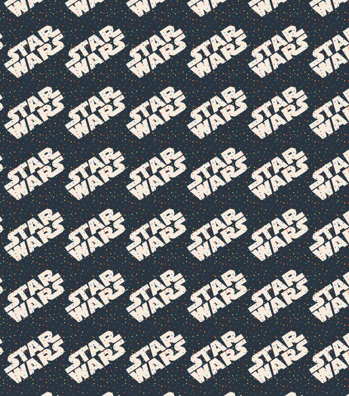 Star Wars Logo Tiny Dots Navy Cotton Fabric