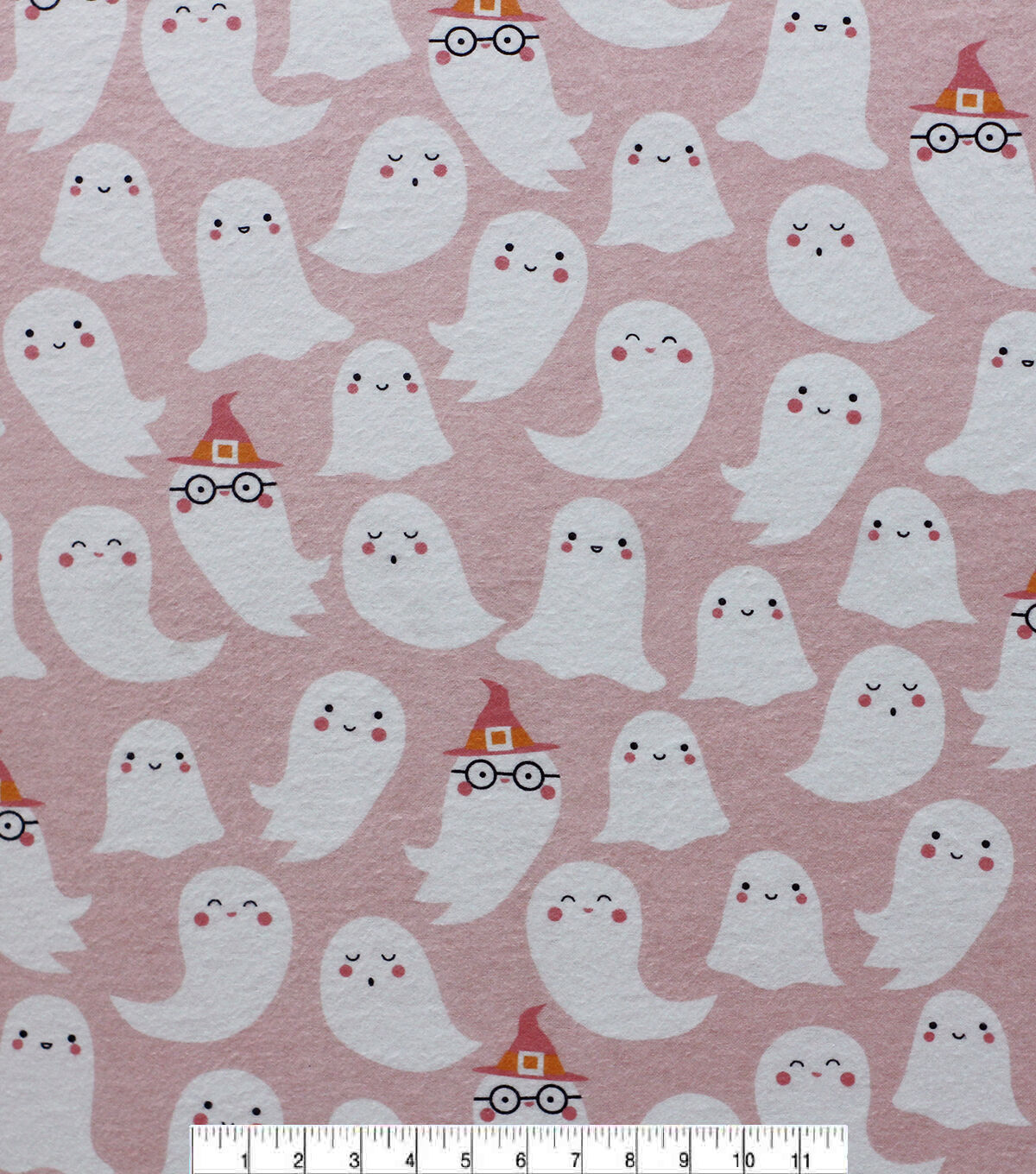 Super Snuggle Halloween Ghosts On Pink Flannel Fabric