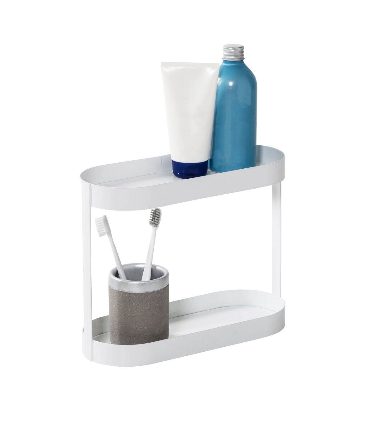 Honey Can Do 12 x 9.5 White 2 Tier Metal Bath Counter Organizer