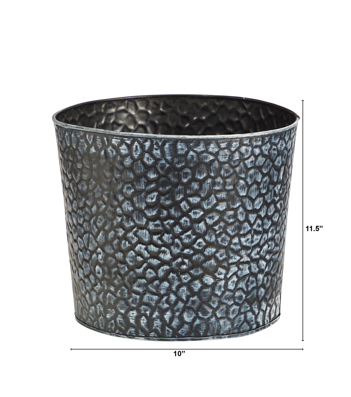 Nearly Natural 11.5 Embossed Tin Bucket With Pebble Pattern