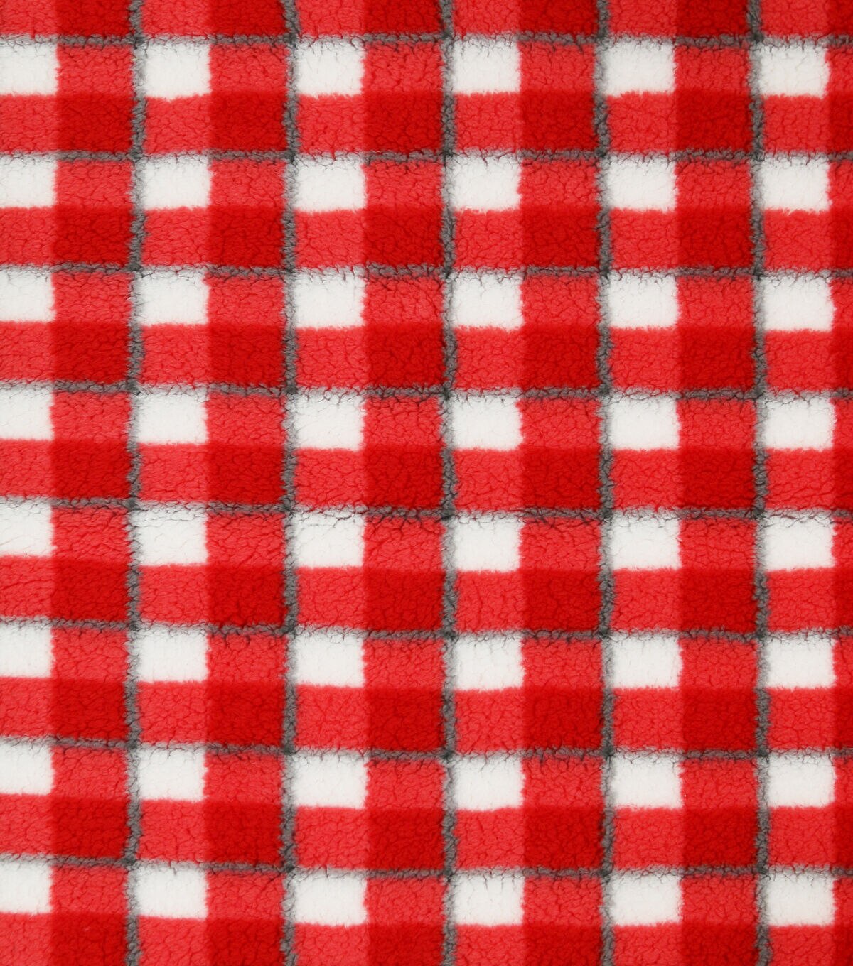 Red Checks Sherpa Fabric