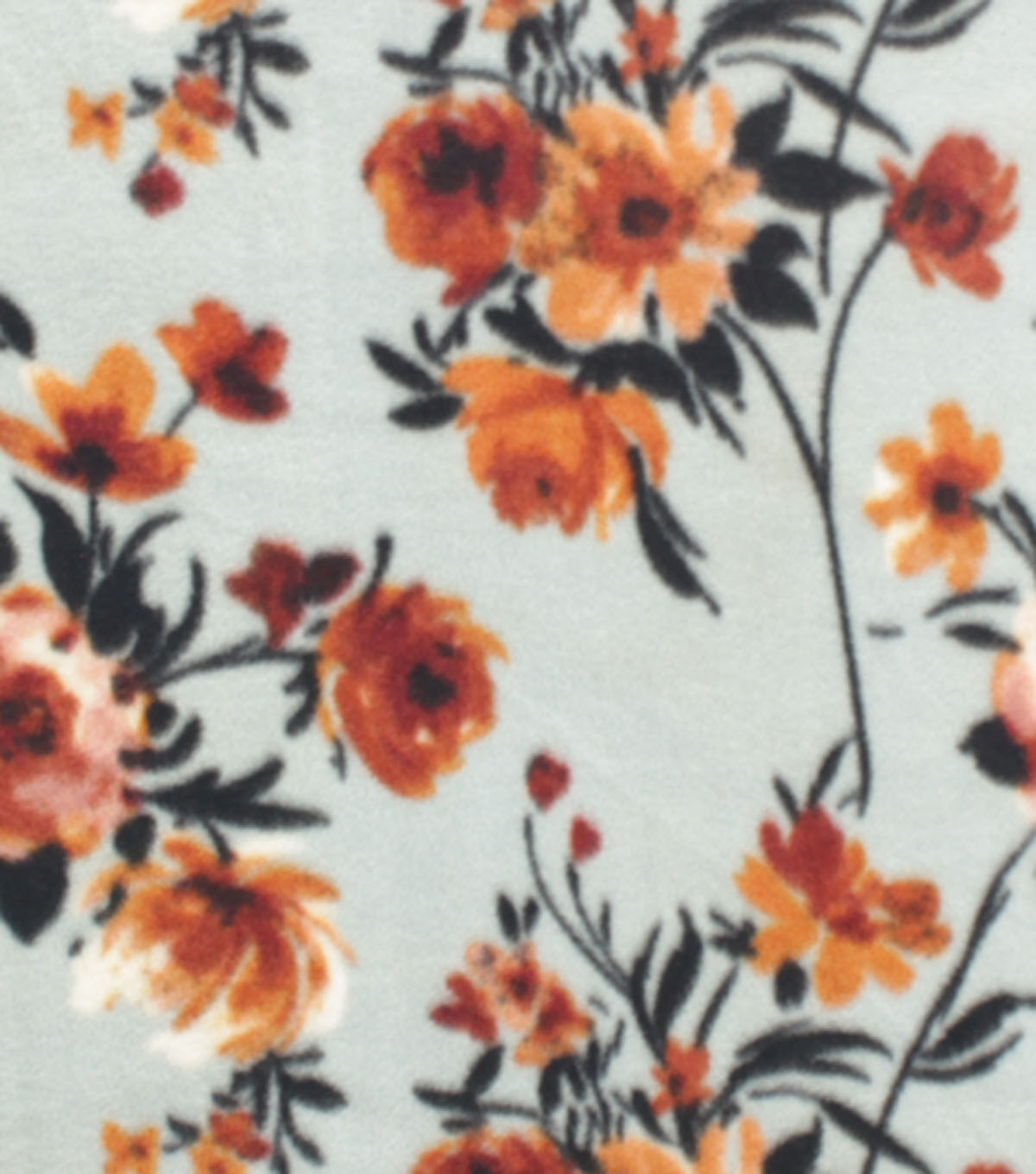 Red & Orange Bouquets on Blue Anti Pill Fleece Fabric