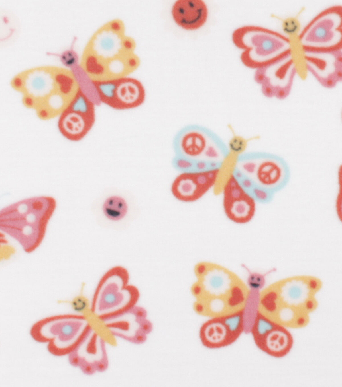 Butterflies on White Anti Pill Fleece Fabric