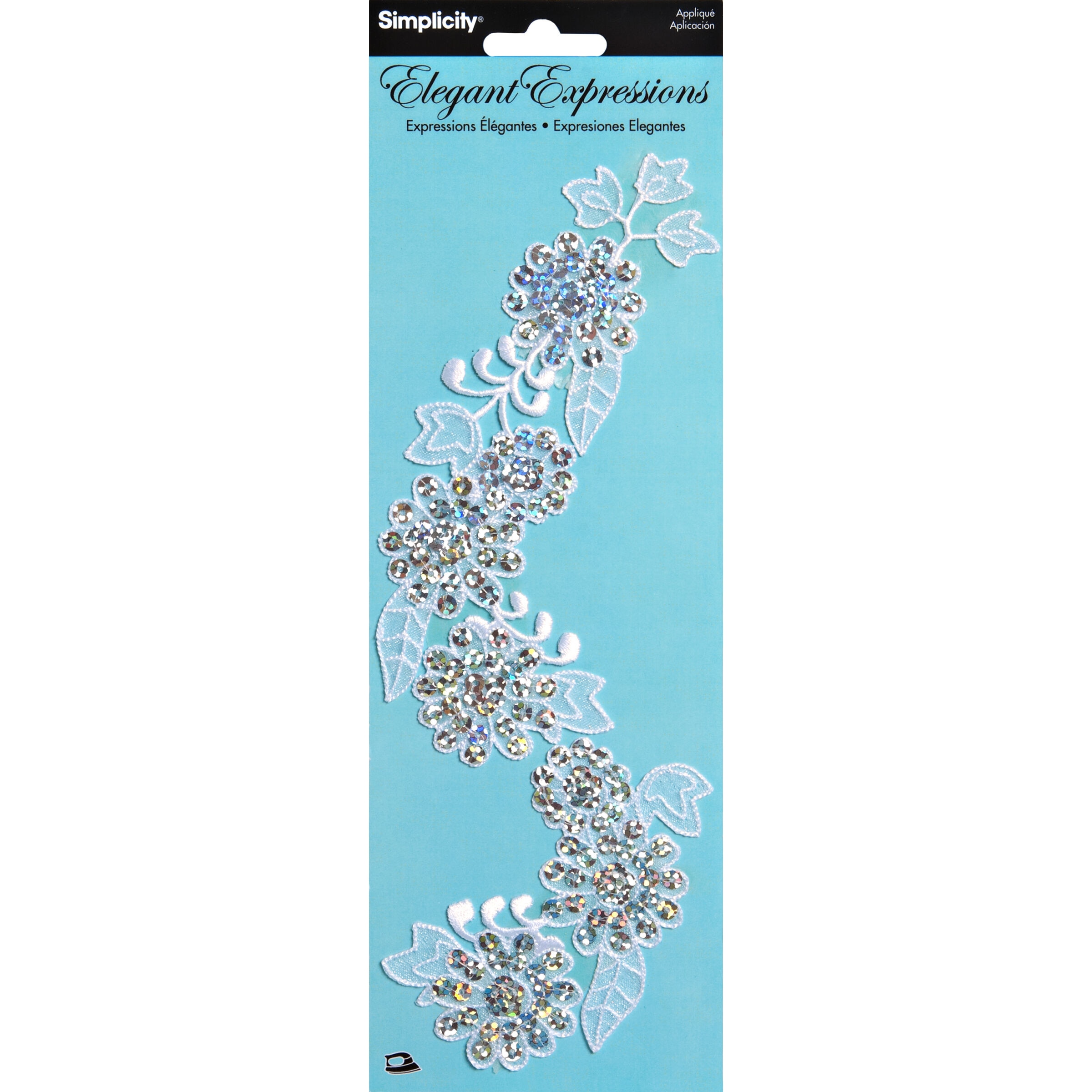 Simplicity 9 x 3 Sequin Floral Iron On Patch