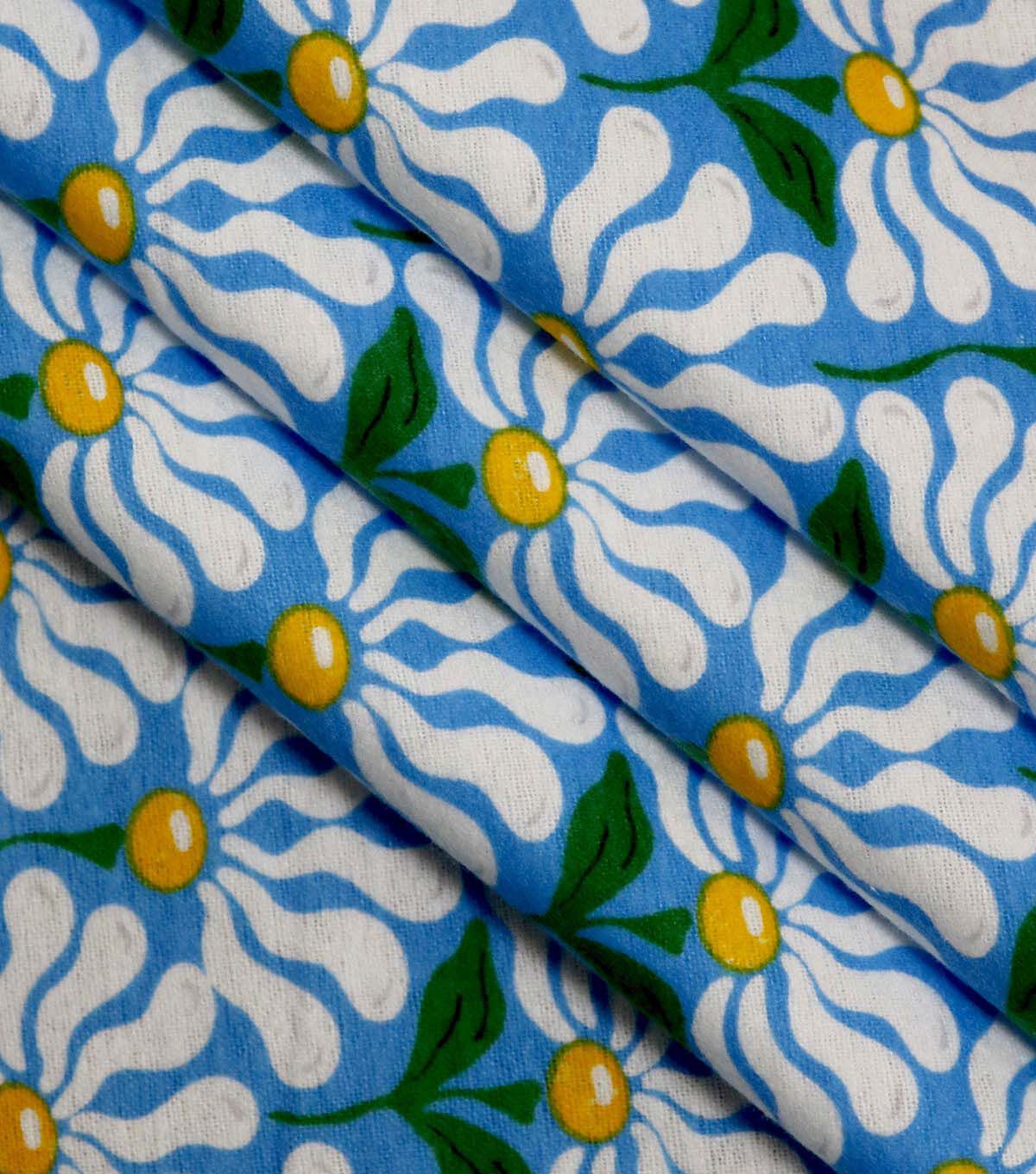Blue Daisies Super Snuggle Flannel Fabric
