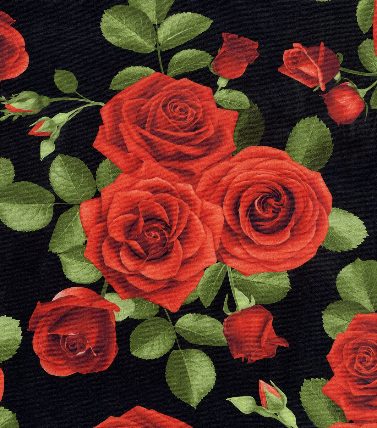Hi Fashion Roses on Black Premium Cotton Fabric