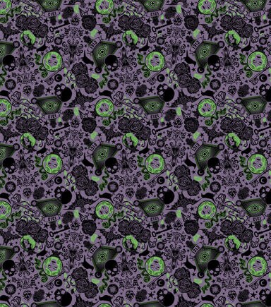 Haunted Mansion Purple Icon Cotton Fabric