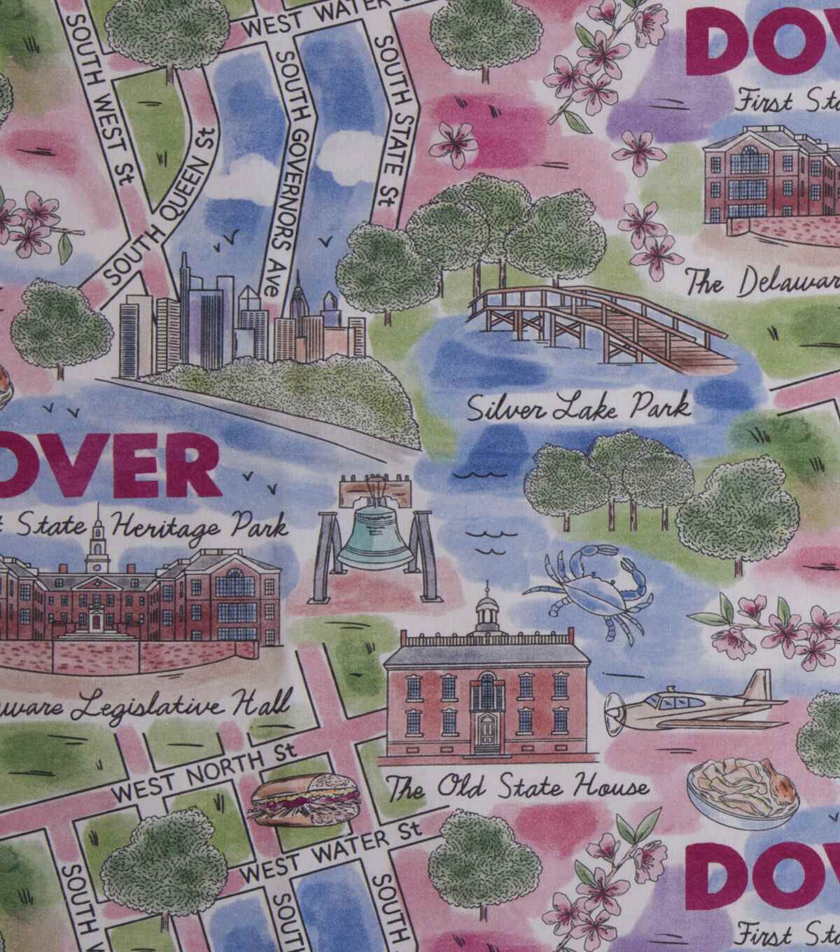 Dover Delaware City Pride Cotton Fabric