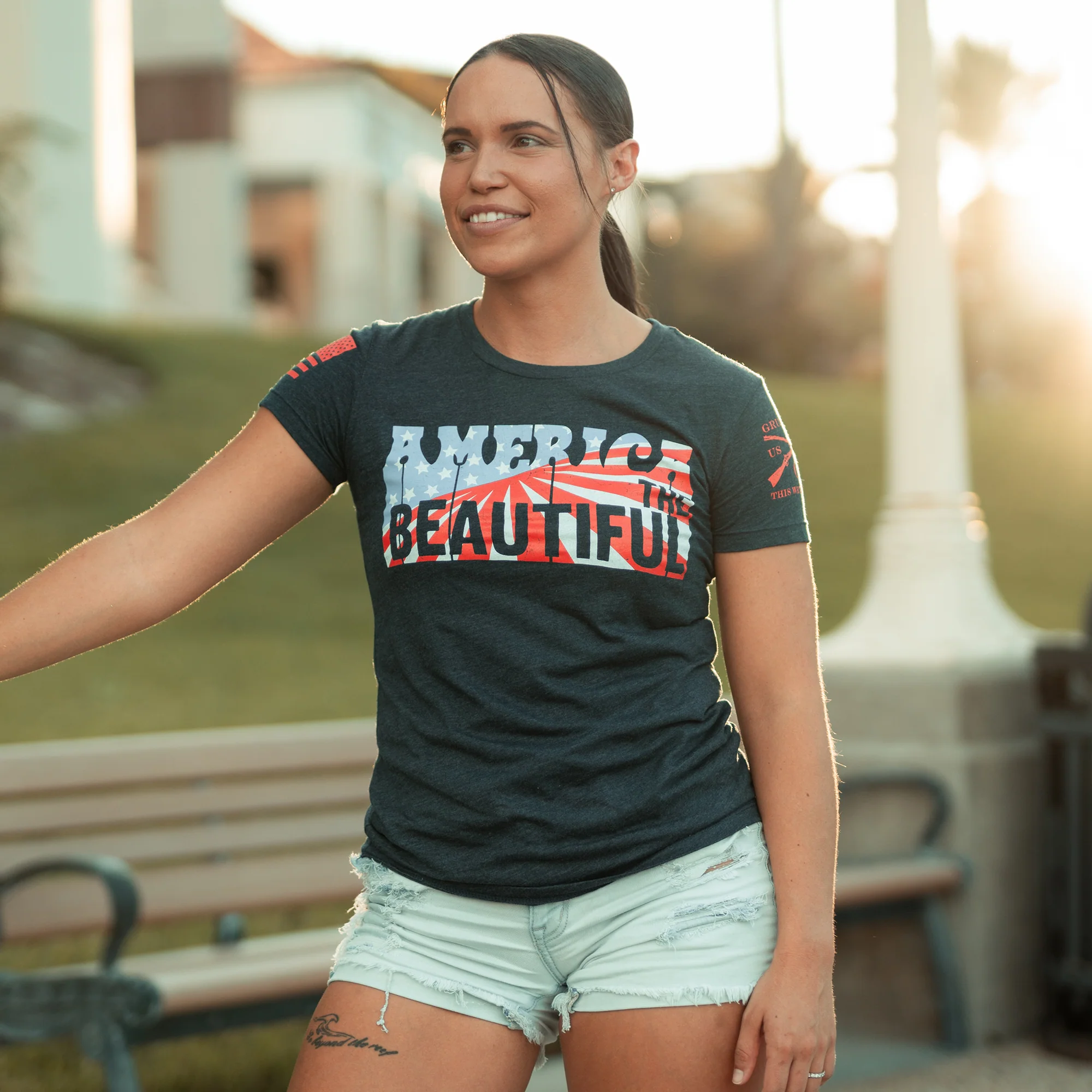 Women's America The Beautiful Slim Fit T-Shirt - Midnight Navy