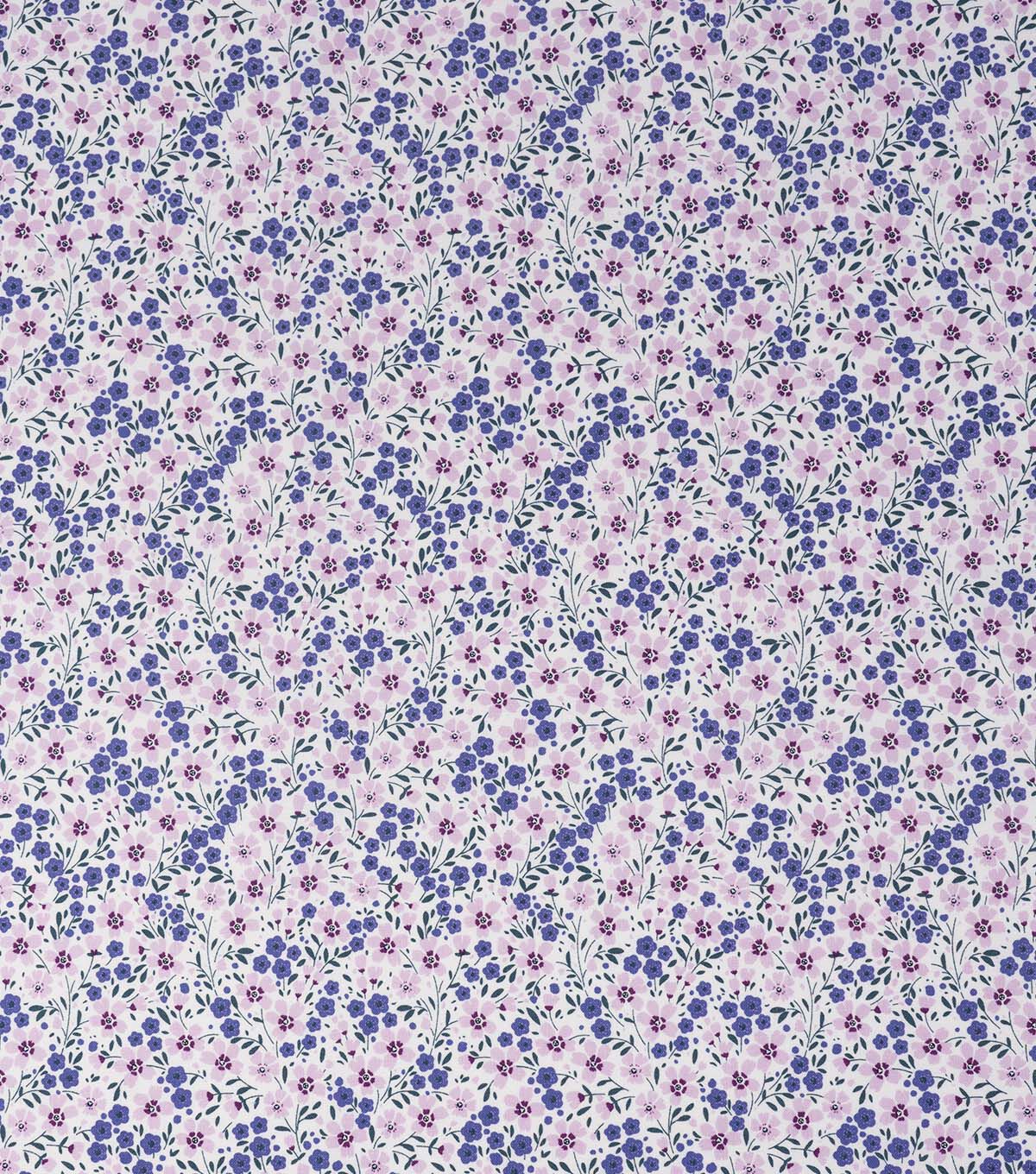 Purple & Blue Flowers Quilt Cotton Fabric by Keepsake Calico