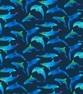Fabric Traditions Blue Ombre Dolphins Novelty Cotton Fabric
