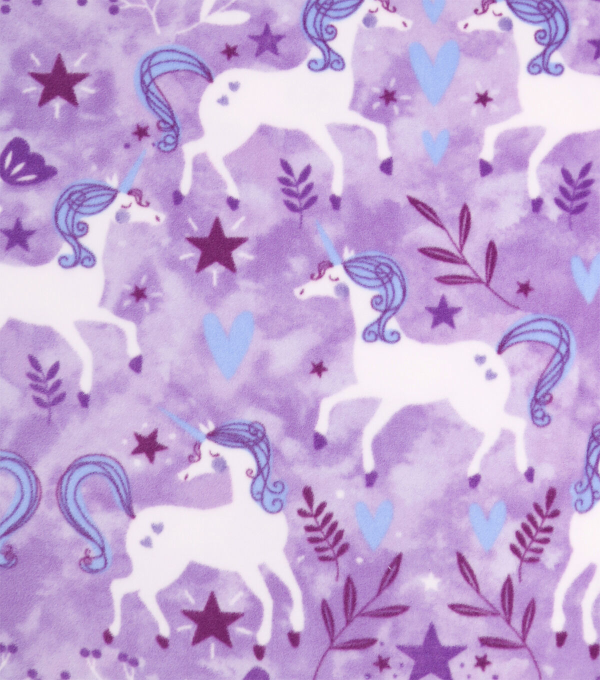 Happy Unicorns on Purple Anti Pill Fleece Fabric