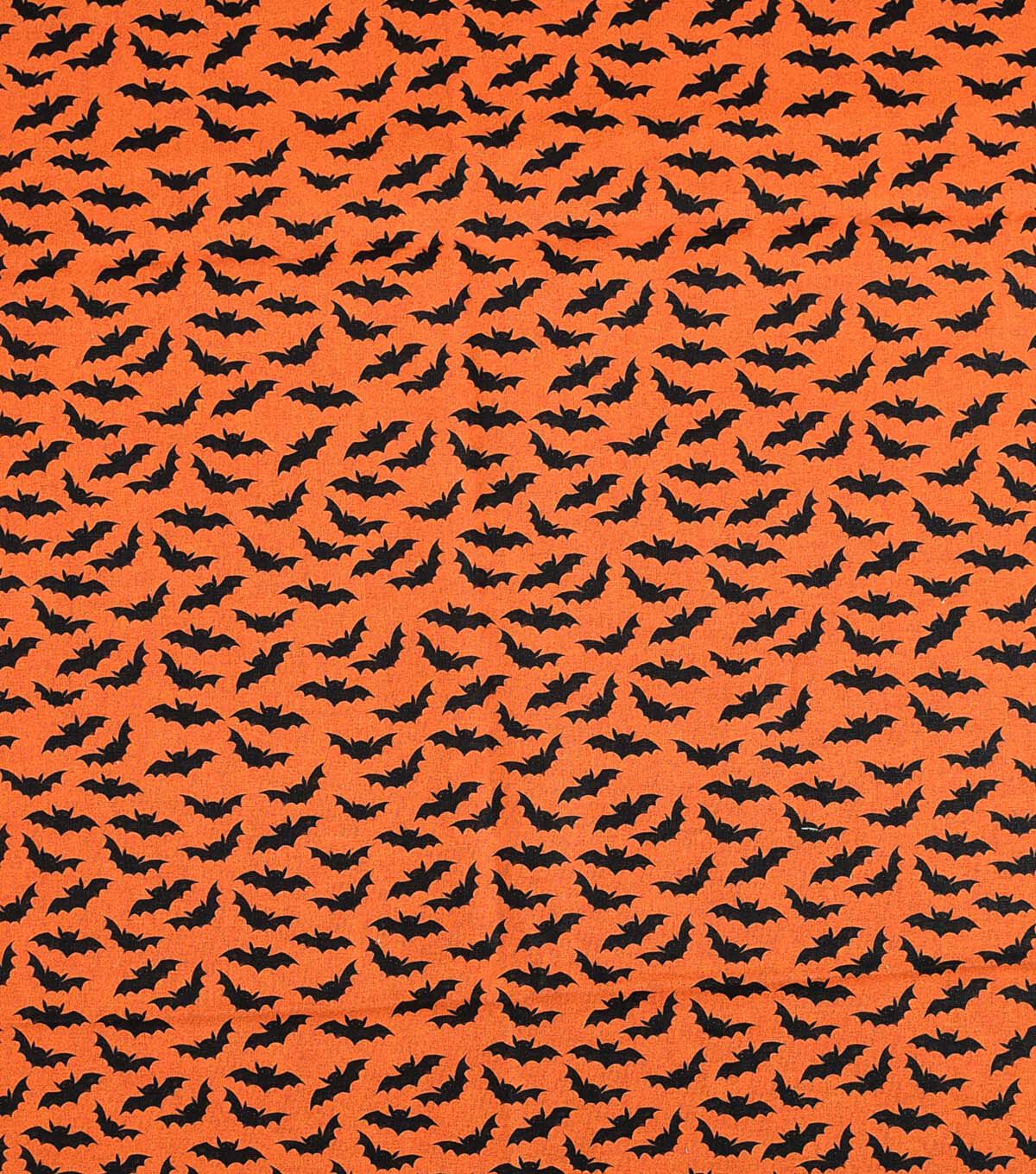 Halloween Bats On Orange Cotton Fabric