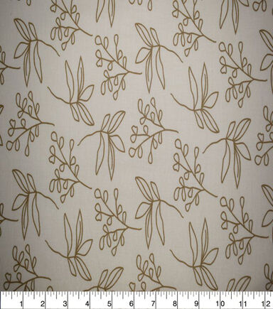 Tan Floral Outline Quilt Cotton Fabric by Quilter's Showcase