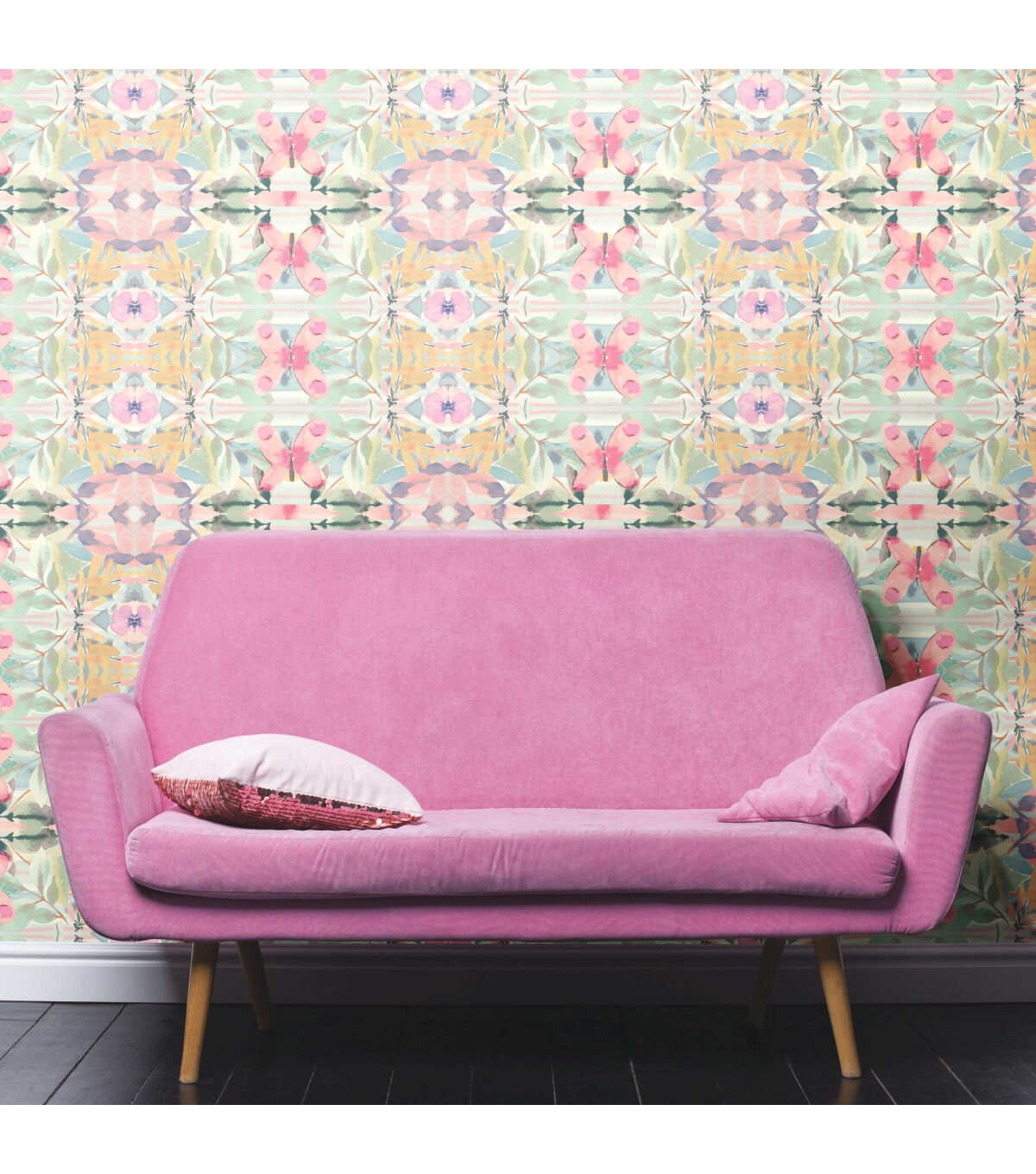 RoomMates Wallpaper Pink Synchronized Floral