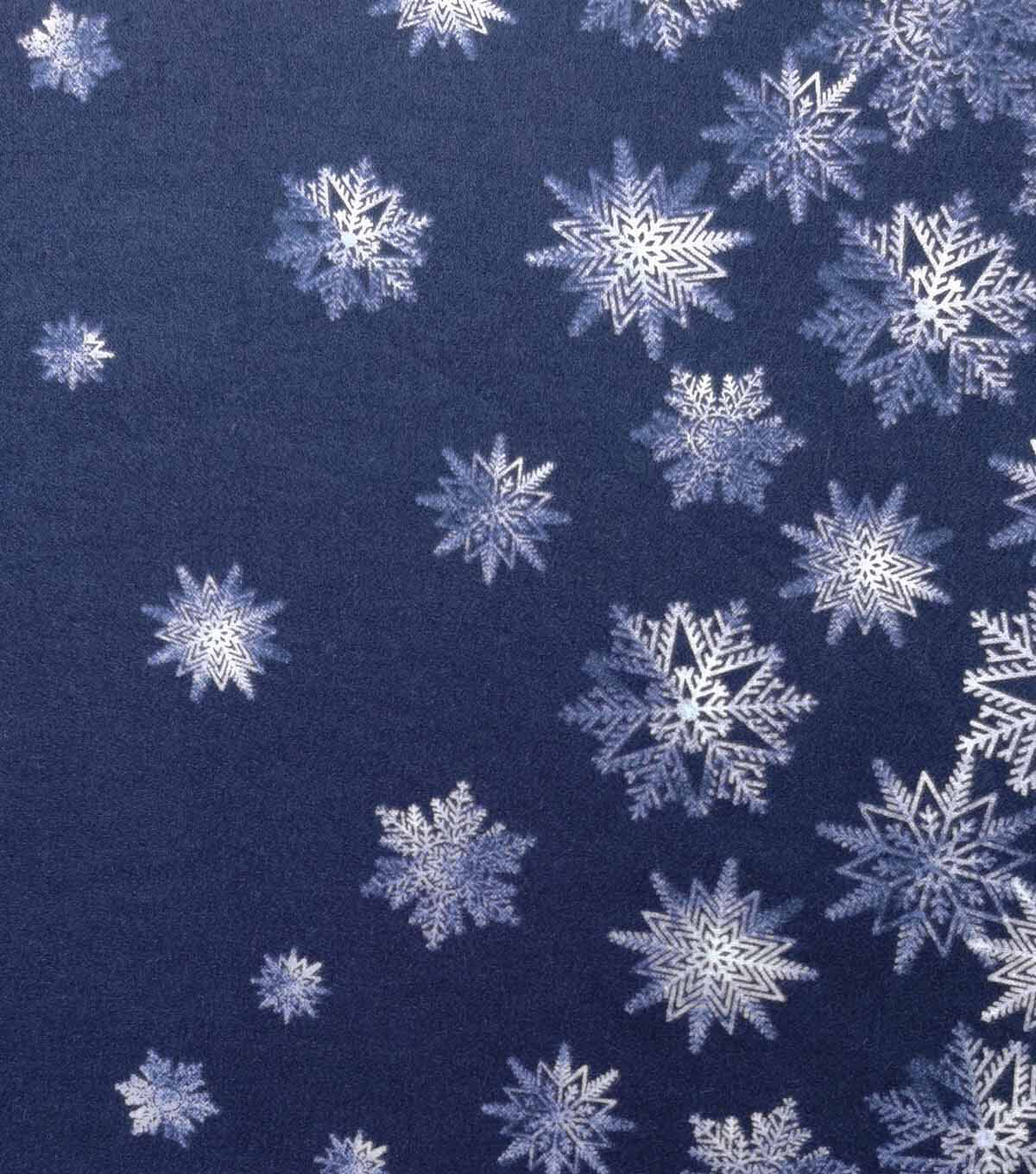 Blue Gradient Snowflakes Christmas Luxe Flannel Fabric