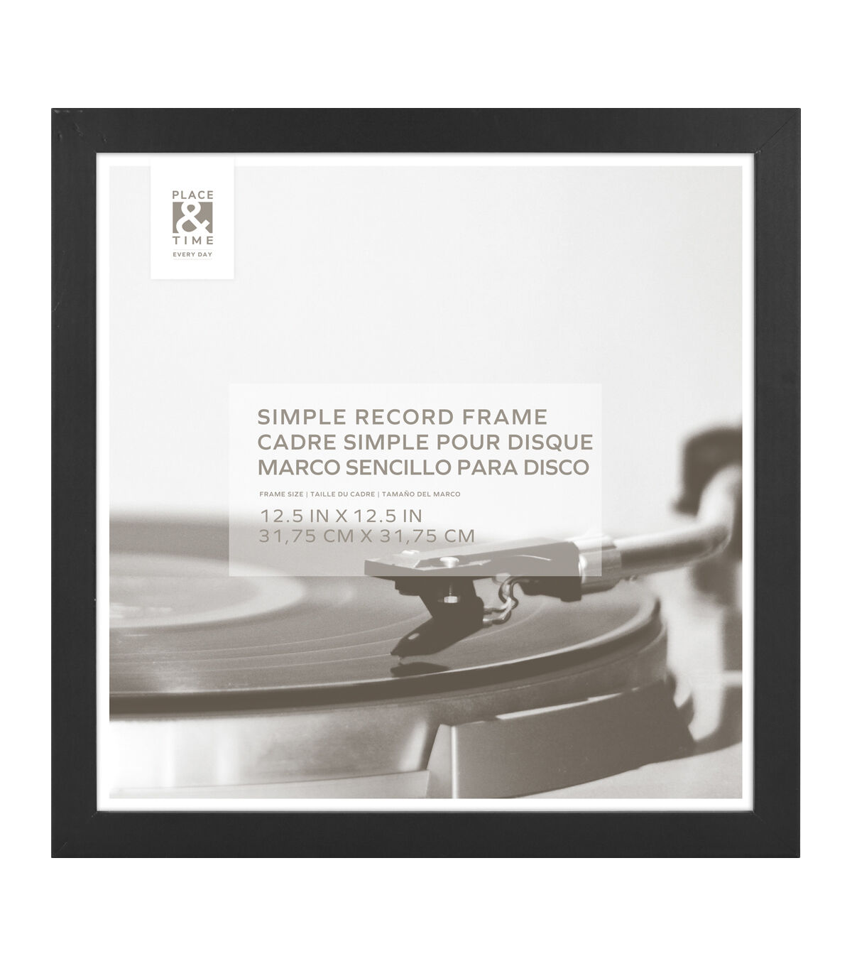 12.5 x 12.5 Black Record Vinyl Display Frame by Place & Time