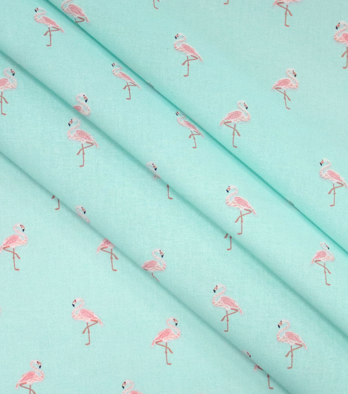 Flamingos On Teal Novelty Cotton Fabric