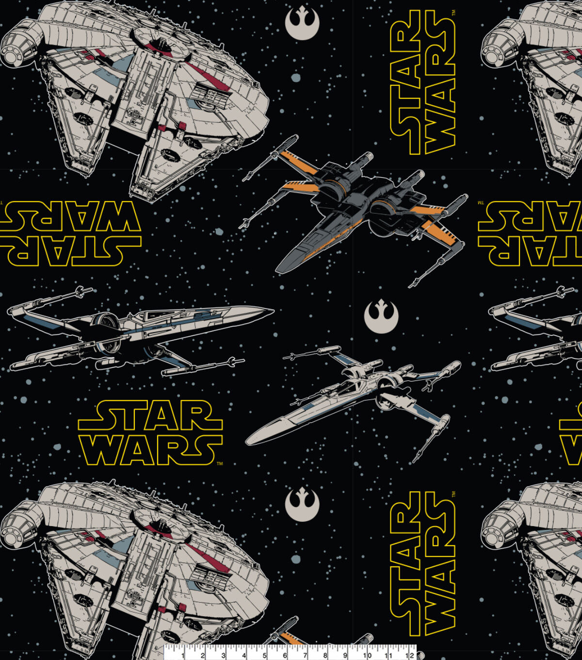 Star Wars Fleece Fabric 58 Ships Black
