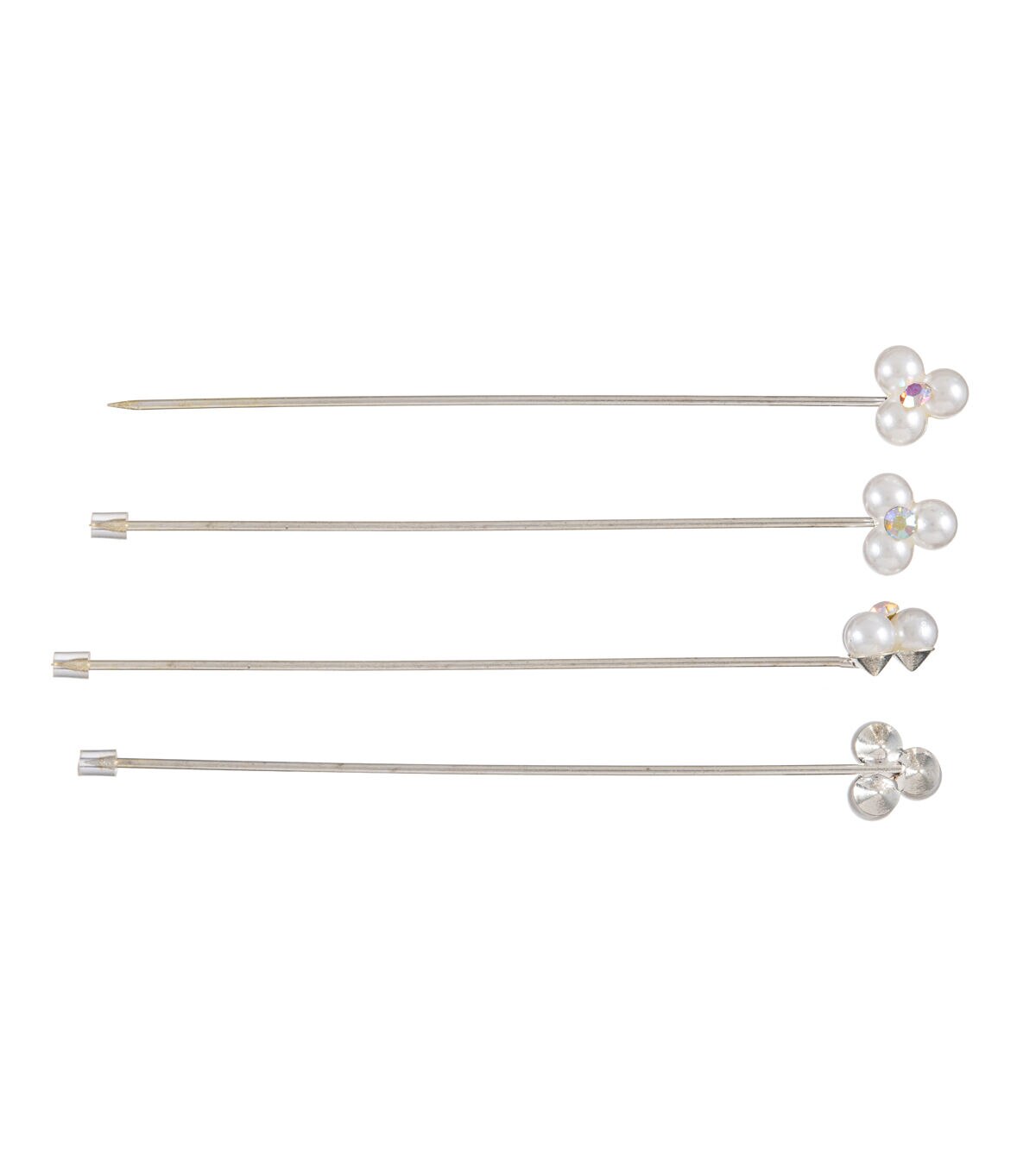 8pk Pearl Pins With Clear Glass Stones by Bloom Room