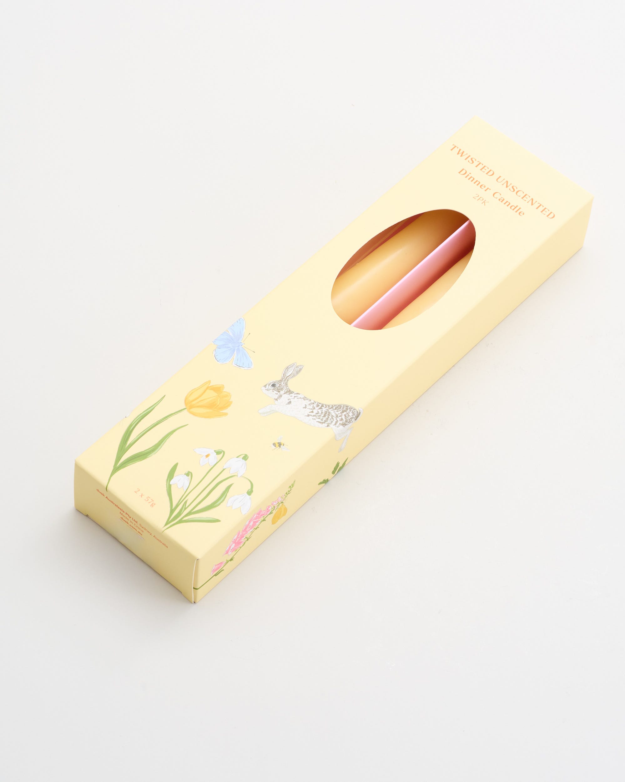 Twisted Unscented Taper Candles Yellow 2PK