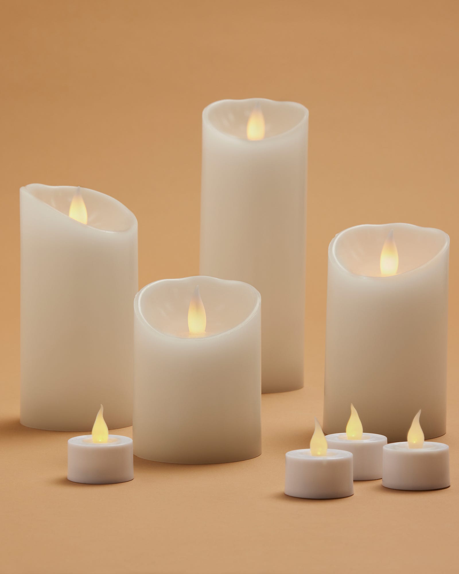 Premium Flickering Flameless Pillar Candle White Small
