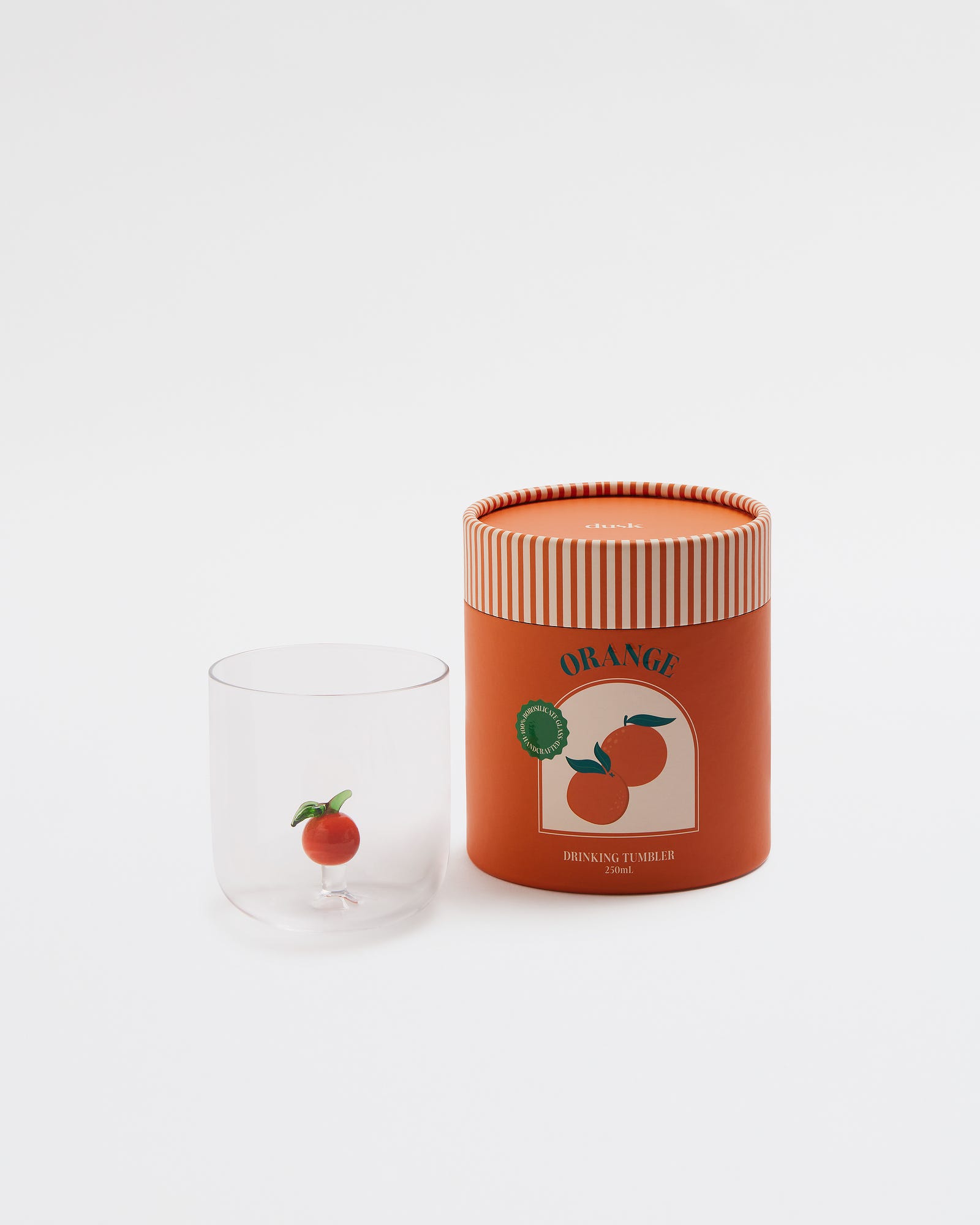 Orange Handblown Glass Tumbler