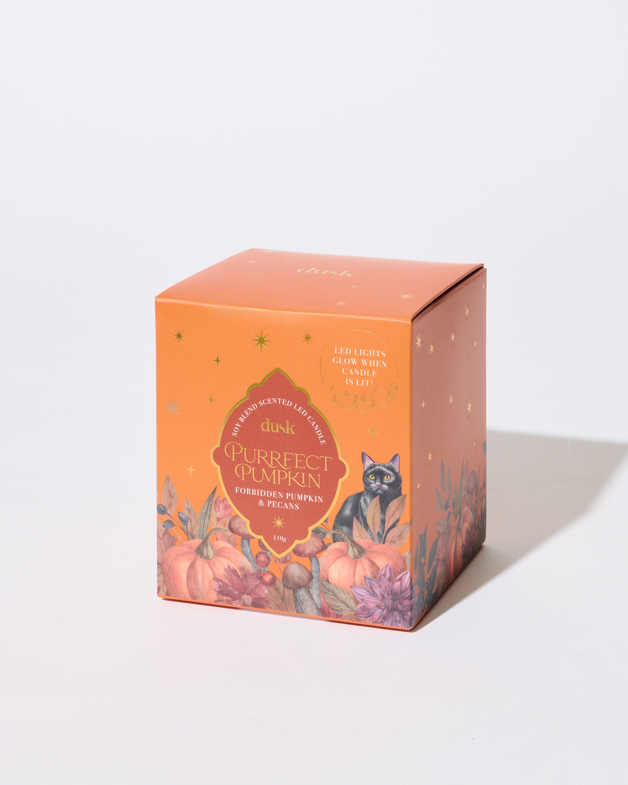 Purrfect Pumpkin Soy Blend Scented Candle with Light Up LED 110g