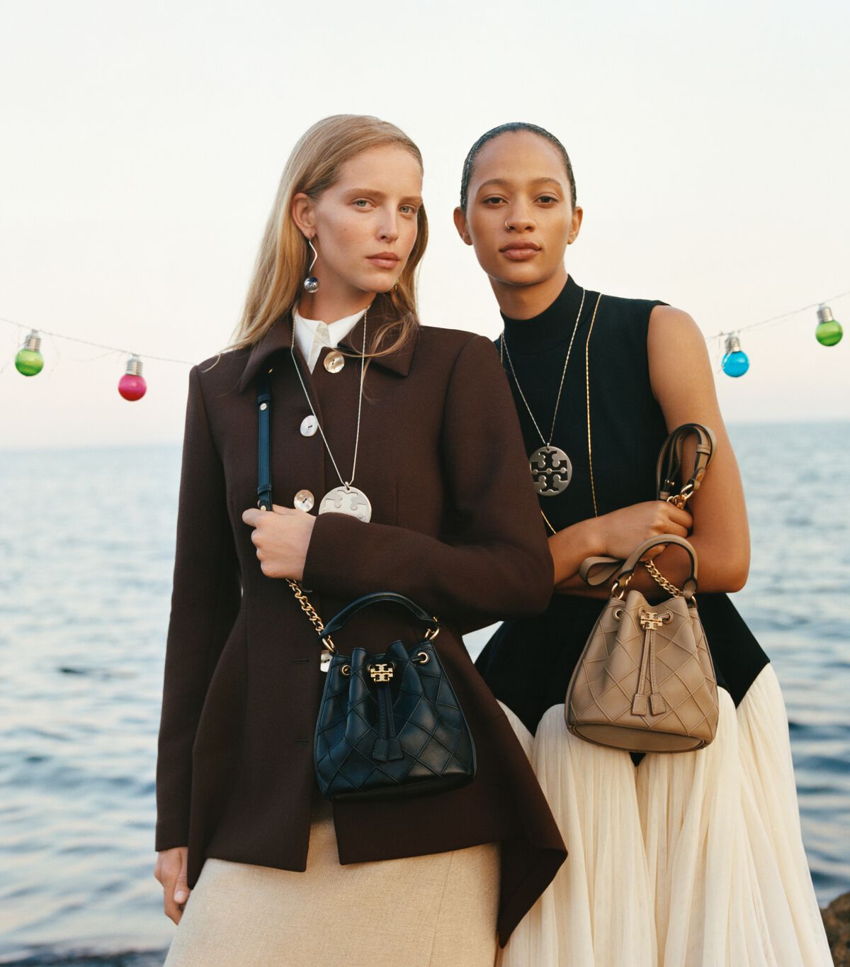 Tory Burch Black Small Fleming Soft Bucket Bags