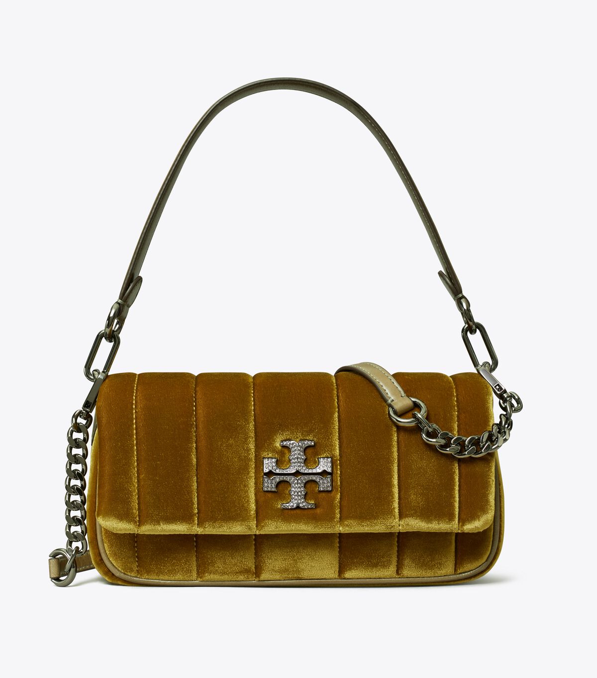 Tory Burch Dark Yellow Small Kira Velvet Flap Shoulder Bags