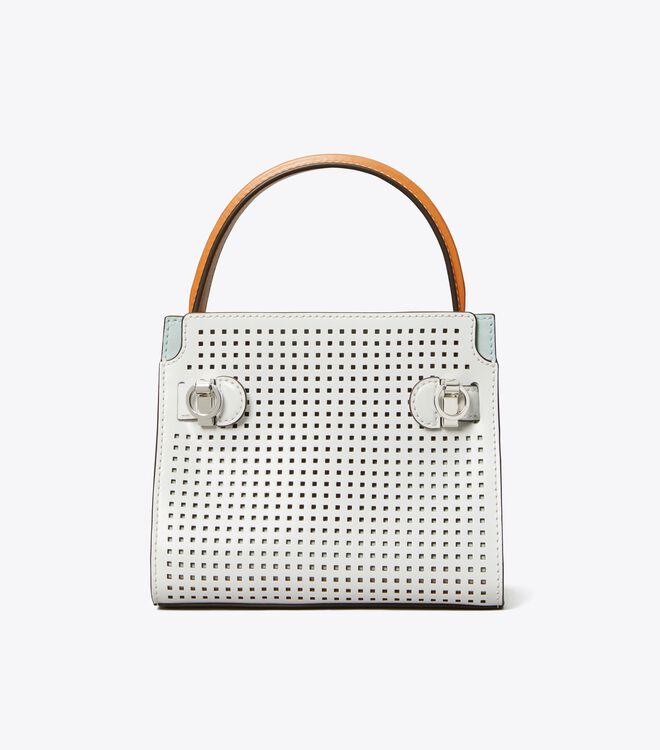Tory Burch White Petite Lee Radziwill Perforated Mini Bag