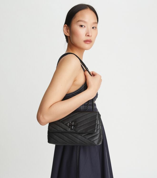 Tory Burch Black Small Kira Chevron Convertible Shoulder Bags