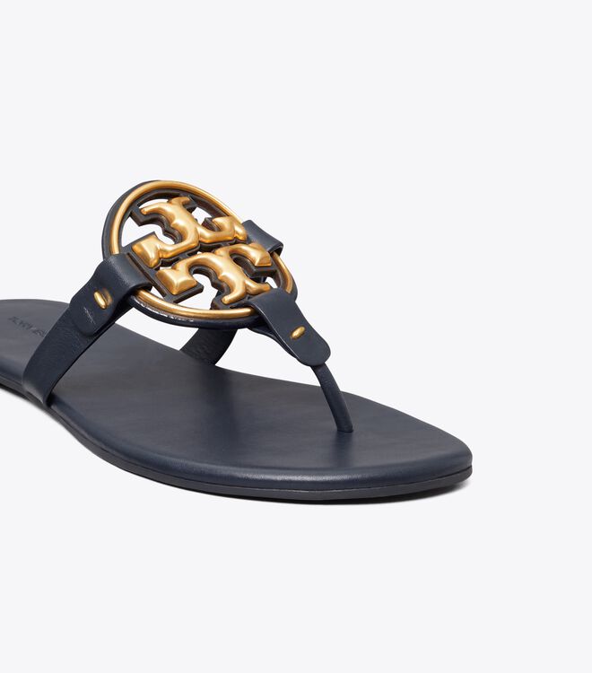 Tory Burch Navy Metal Miller Soft Sandals