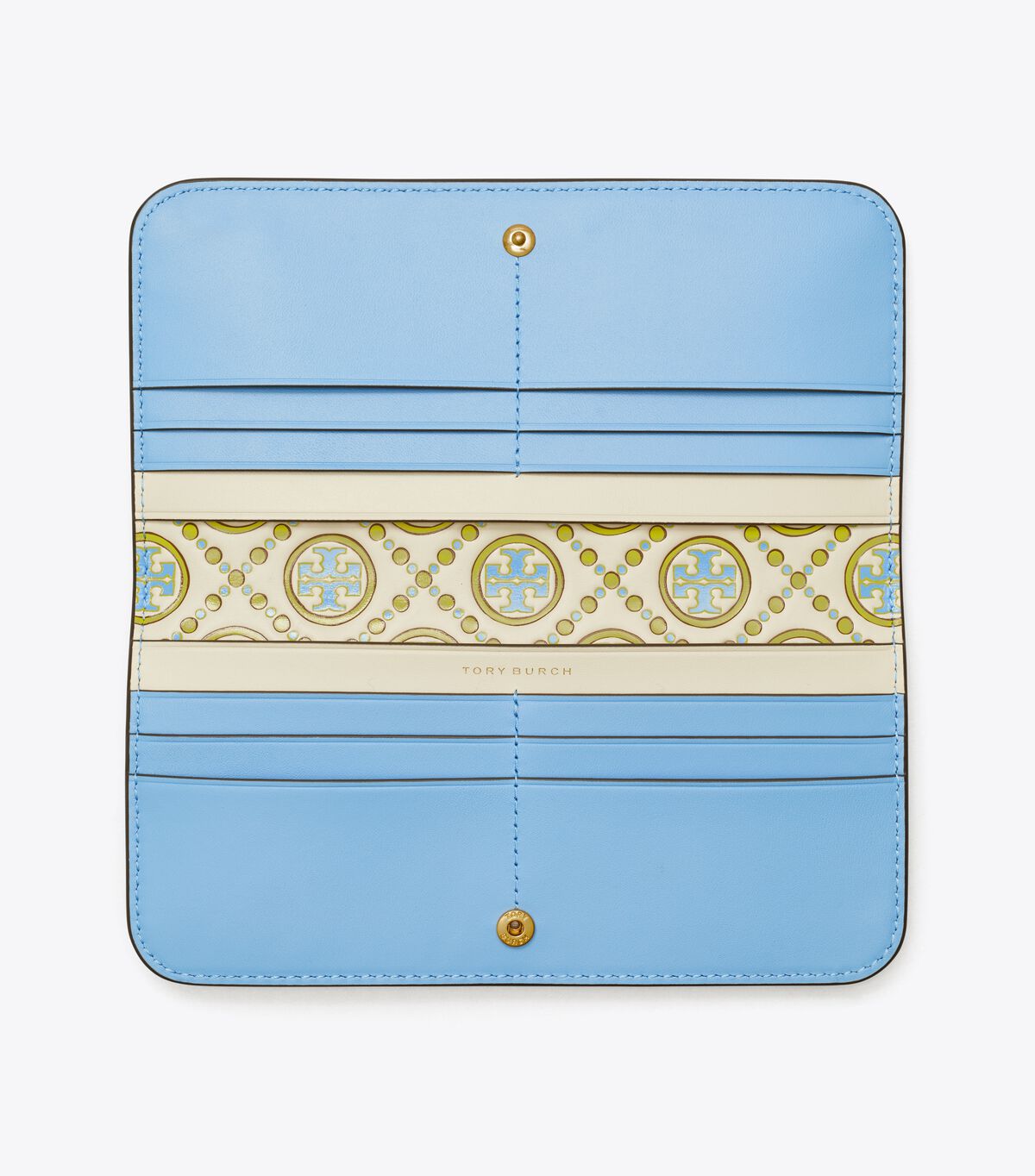Tory Burch Blue / White T Monogram Contrast Embossed Wallets