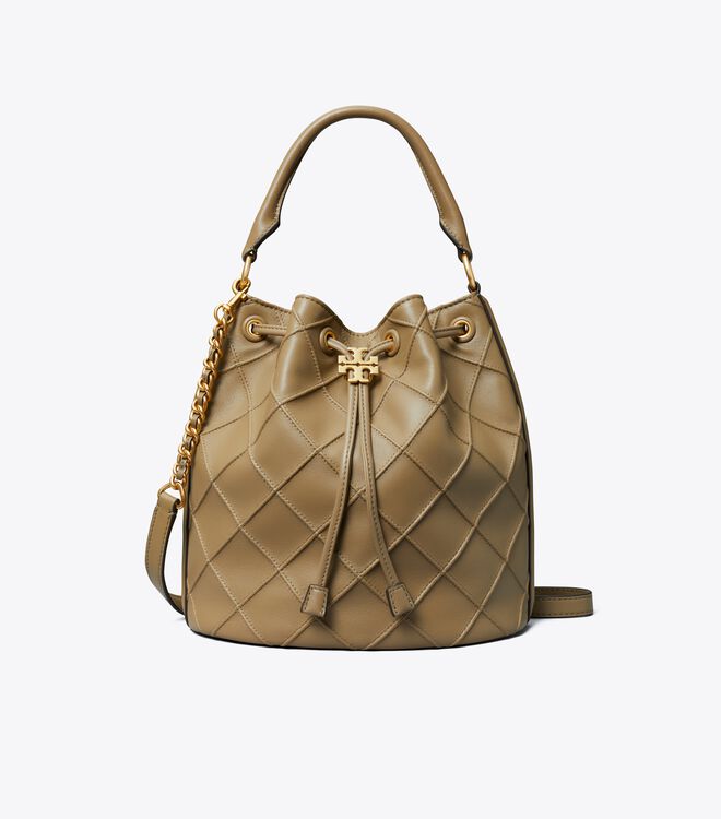 Tory Burch Grey Large Fleming Soft Bucket Bags