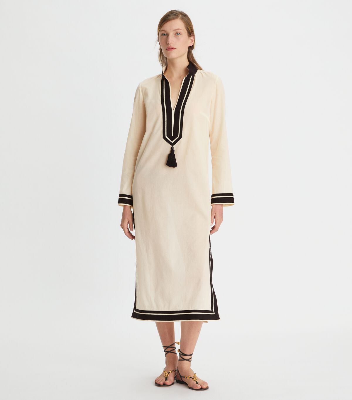 Tory Burch Cream / Black Tory Midi Dress