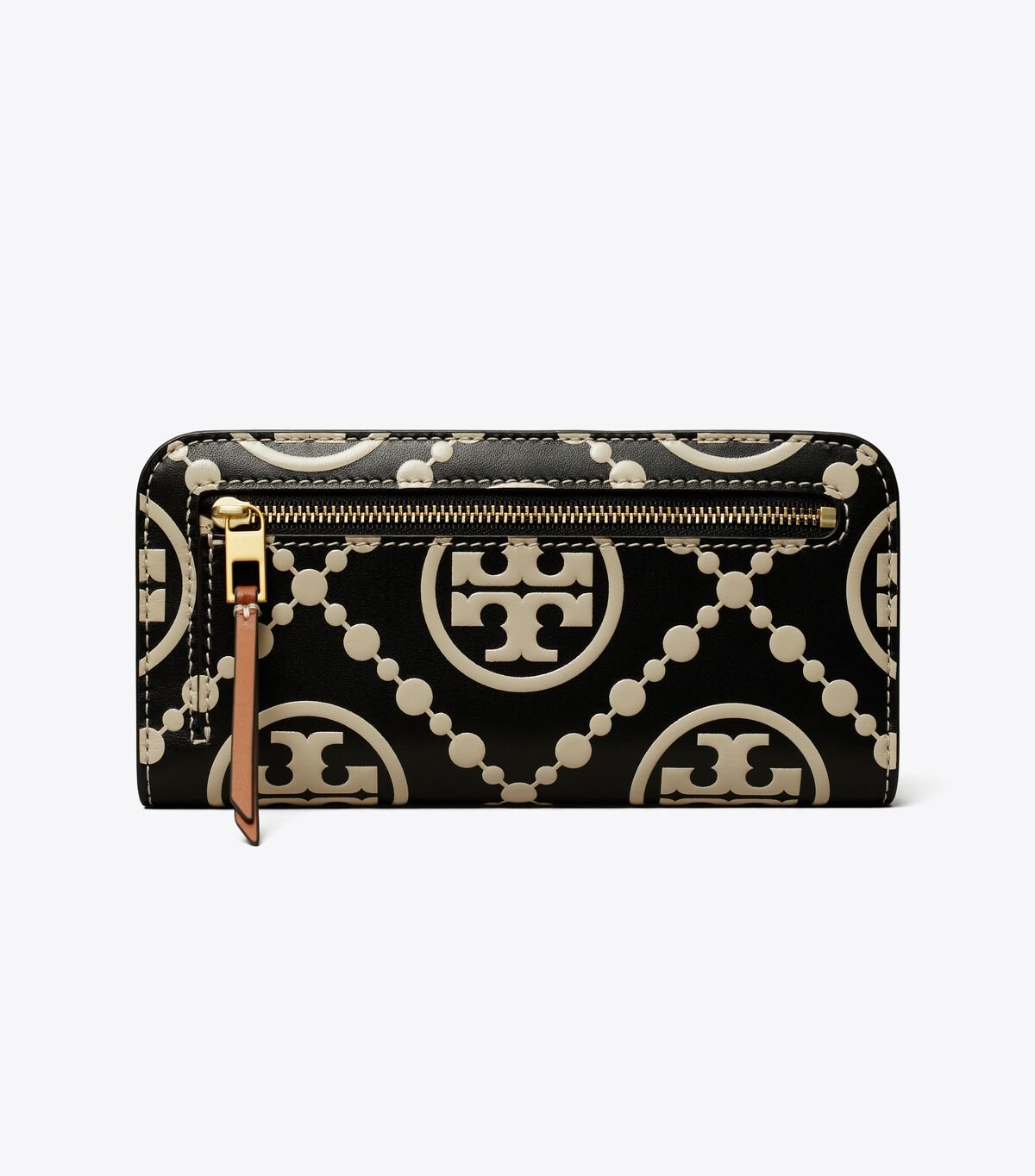 Tory Burch Black / Cream T Monogram Contrast Embossed Wallets