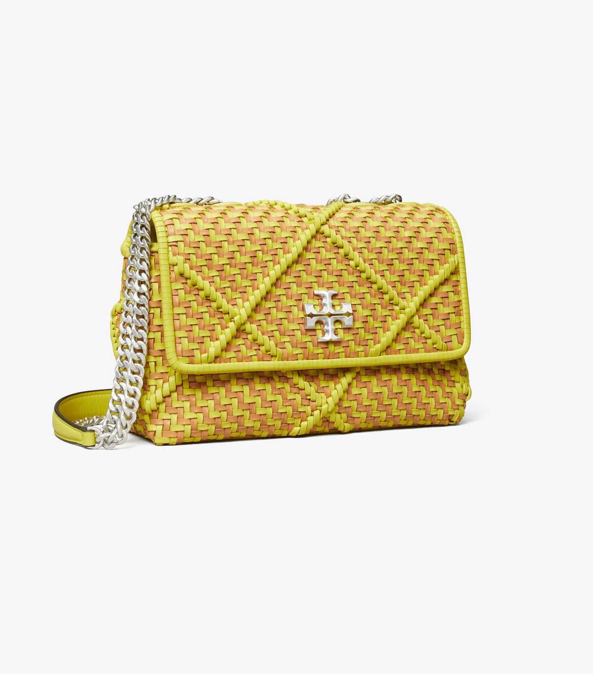 Tory Burch Dark Yellow Small Kira Diamond Woven Convertible Shoulder Bags