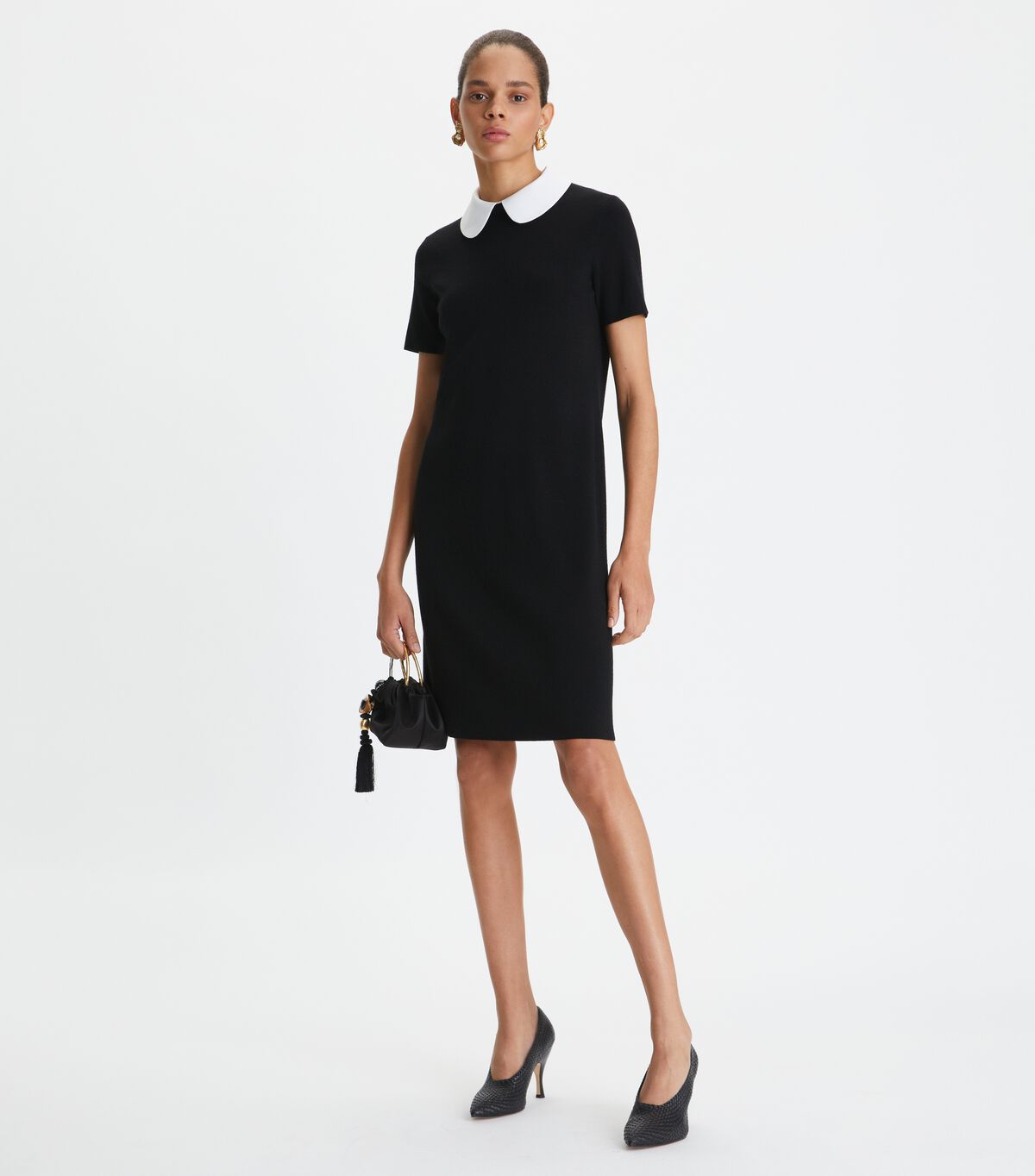 Tory Burch Black Poplin Collar Dress