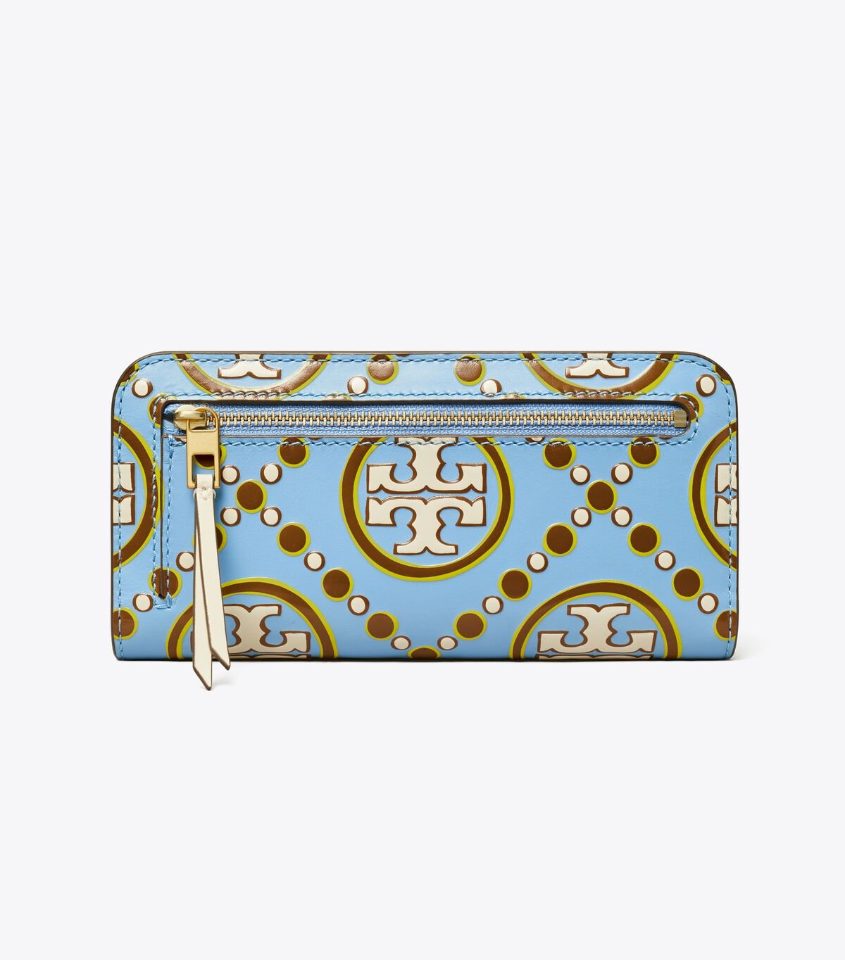 Tory Burch Blue / White T Monogram Contrast Embossed Wallets