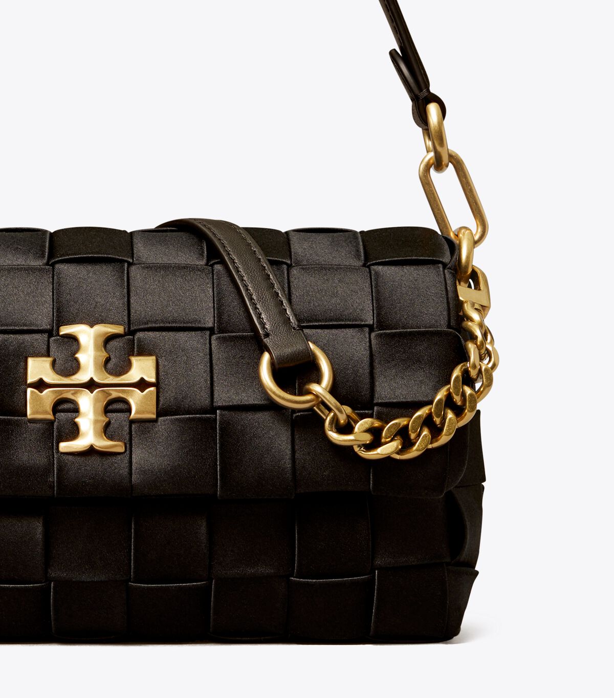 Tory Burch Black Small Kira Woven Flap Shoulder Bags
